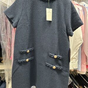 Tuckernuck Textured Navy Dress with Button Accents